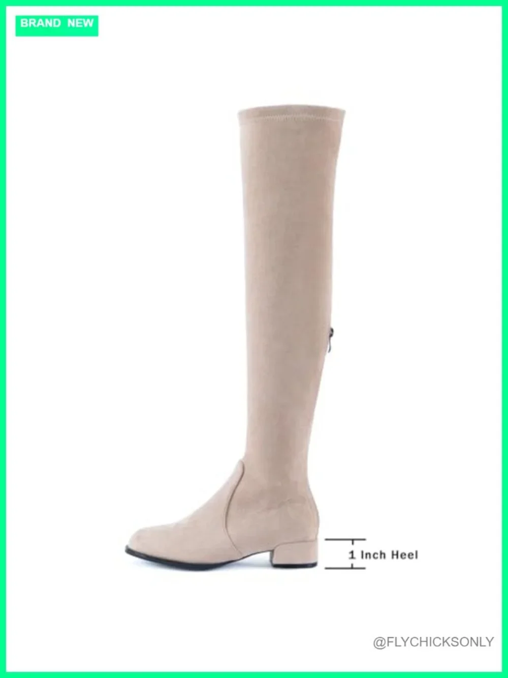 Thigh High Over The Knee Flat Boots Stretch Faux Suede Round Toe